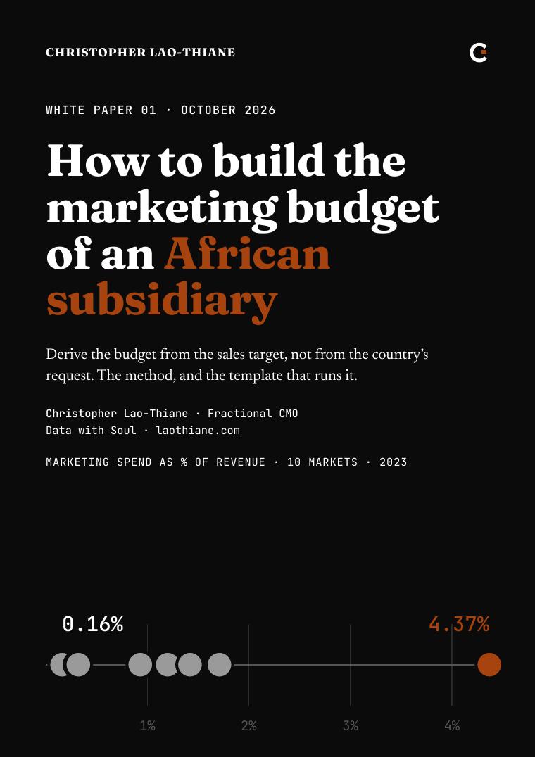 Cover of white paper 01, building the marketing budget of an African subsidiary