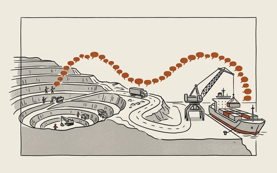 Illustration: an institutional voice broadcast as structured, data-backed publications reaching decision makers